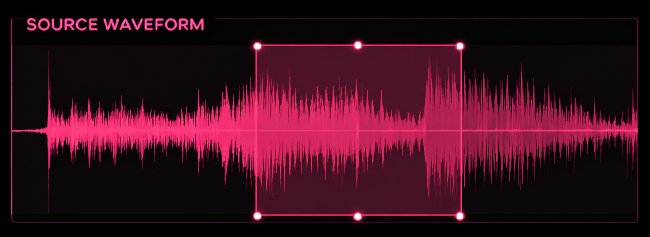 Source waveform with highlighted scan selection